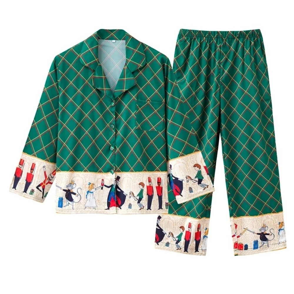 Pajamas Long Sleeved Silk Set for Women